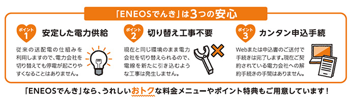 「ENEOSでんき」は３つの安心